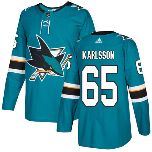 Adidas San Jose Sharks #65 Erik Karlsson Teal Home Authentic Stitched Youth NHL Jersey